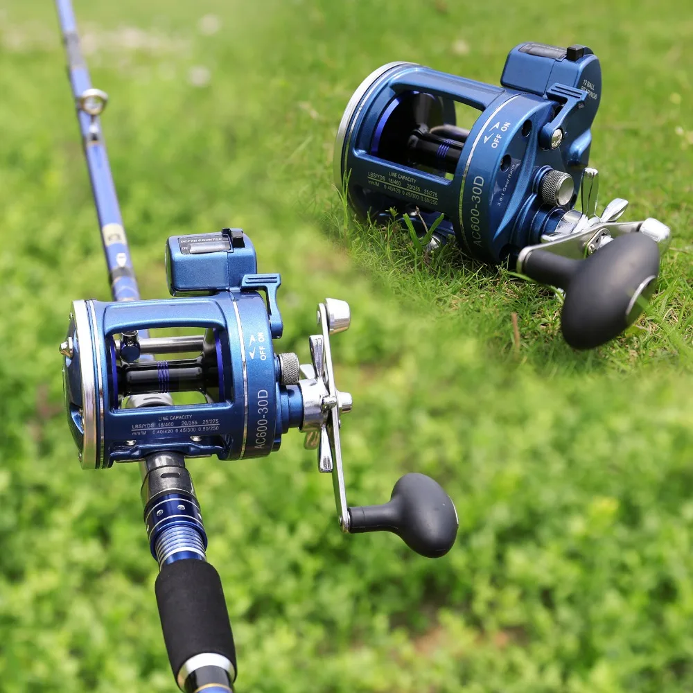 

Sougayilang Trolling Fishing Reel 12BB Saltwater Fishing Reels with Line Counter Alarm Bell Drum Reel Boat Fishing Tackle Peche