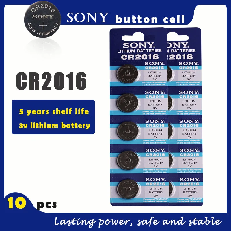 10 шт. новый Аккумулятор SONY CR2016 с кнопками 3 в литиевые аккумуляторы CR 2016 для часов