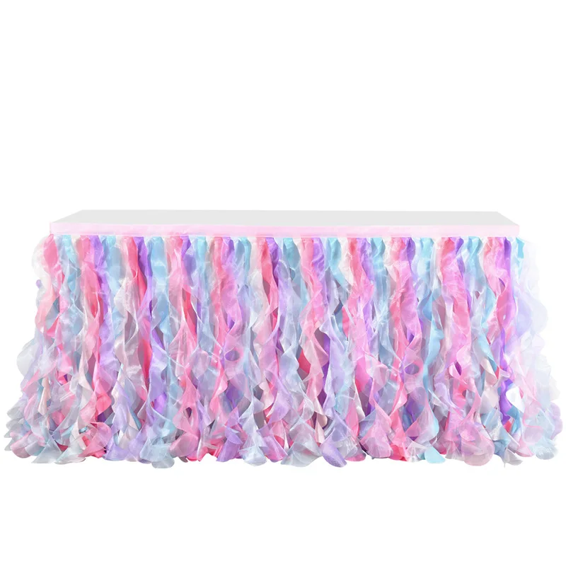 Радуга Цвет Тюль скатерть балетная пачка для малышей на день рождения украшение