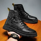 Водонепроницаемые кожаные ботинки Martin, зимние модные роскошные ботинки с открытым носком для нового года, военные зимние ботинки, повседневная мужская обувь для инструментов