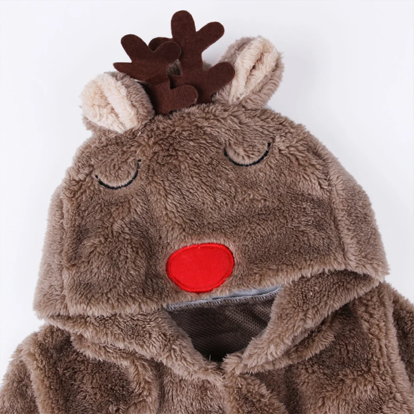 

Christmas Elk Winter Deer Costumes Winter Warm One-piece Baby Clothing Casual Hooded Cute New Year Children Clothing Santa Claus