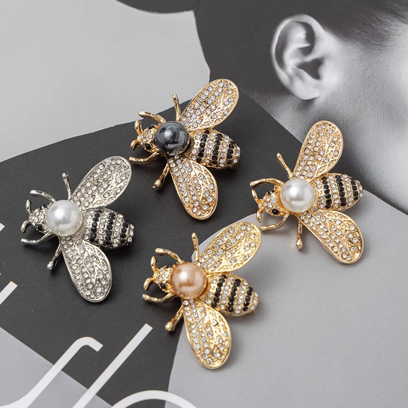 Детские и мужские Броши RHao в виде летающей пчелы стразы брошь с жемчугом Заколки