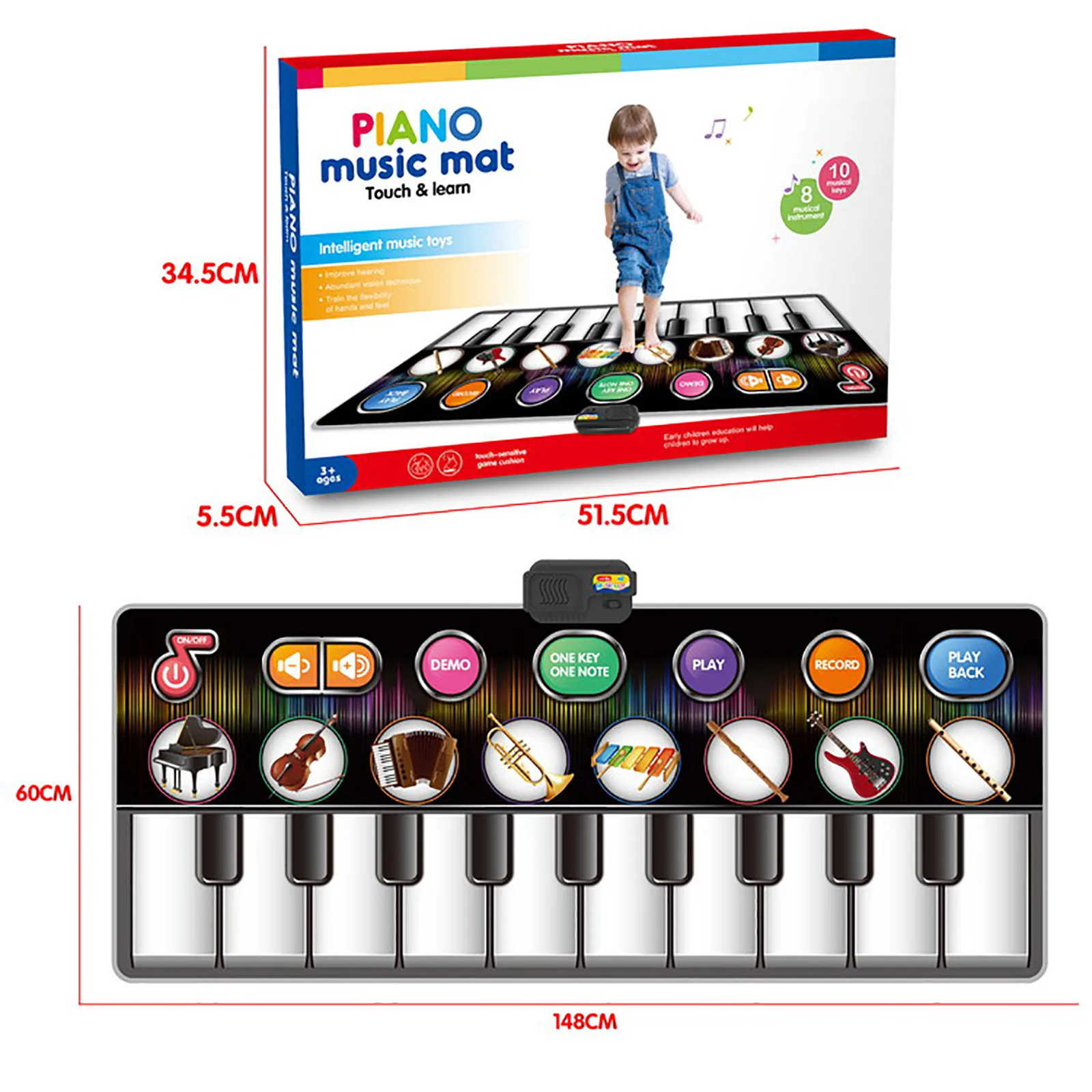 

Folding Music & Dancing Mat Kids Play Mat Cushion Game Blanket Educational Toys Recreational Fntertainment Gaming Accessories