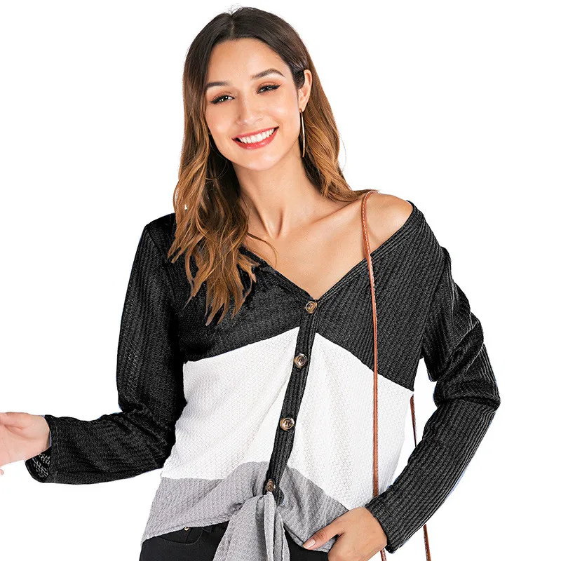 

Plus Size Long Sleeve Shirt Women 2019 Autumn Women T Shirt Casual Tops Sexy Knitted Shirt