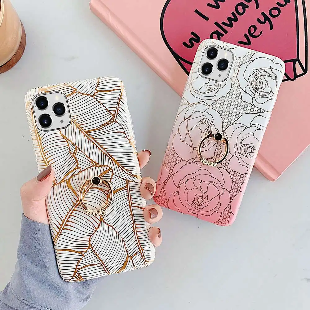 Чехол KISS с гальваническим покрытием чехол для iPhone 11 Pro Max XS XR Цветочный Мягкий