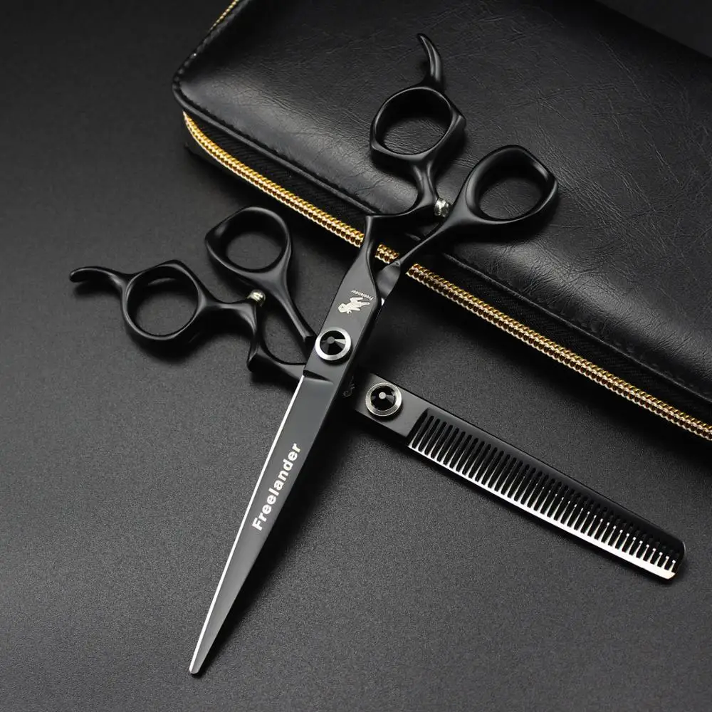 7 дюймовые ножницы для стрижки собак черная краска изогнутые качественные