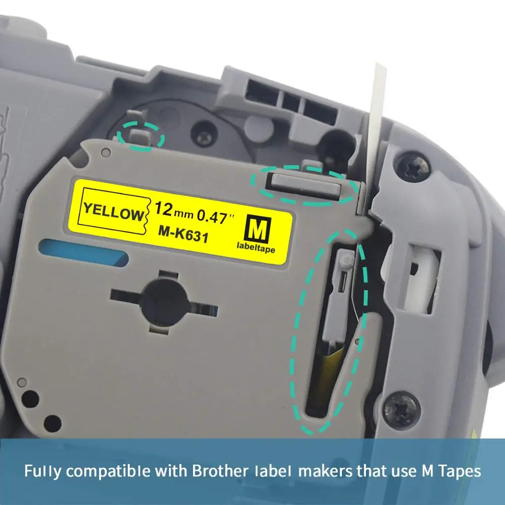 Термоклейкая лента 8 цветов для печати этикеток Brother P-touch MK231 12 мм в наличии на