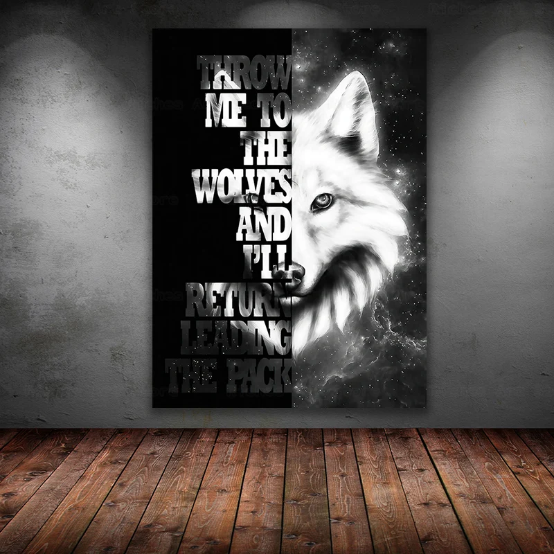 

Wolf Animal Canvas Poster Motivational Quotes Wall Art Print Painting Nordic Style Decorative Picture Modern Home Room Decor