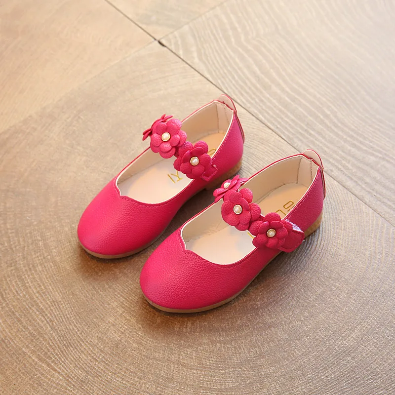 Zapatos de cuero para ni&ntilde;as, calzado plano de princesa, flor dulce para boda, a la moda, 2022-3