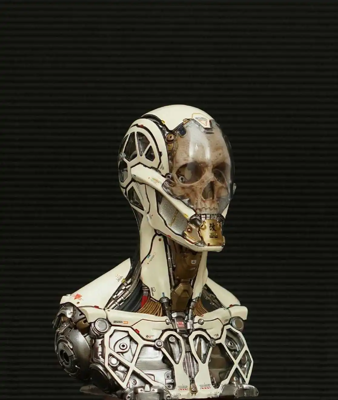 Смола литье под давлением Cypunk стиль скелет мех грудь белая модель мертвая