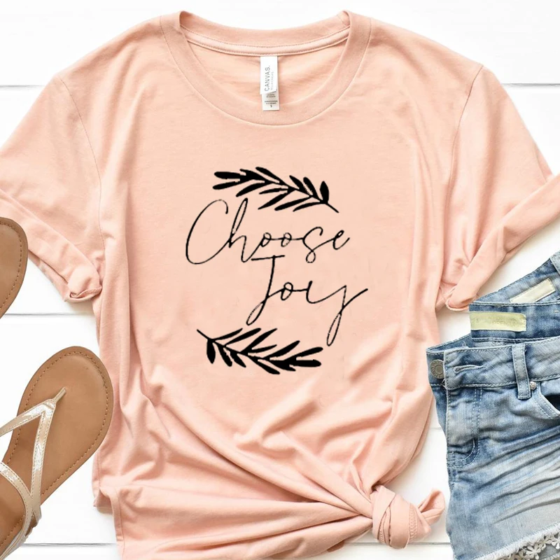 Футболка женская хлопковая в стиле Харадзюку с надписью Choose Joy | Женская одежда
