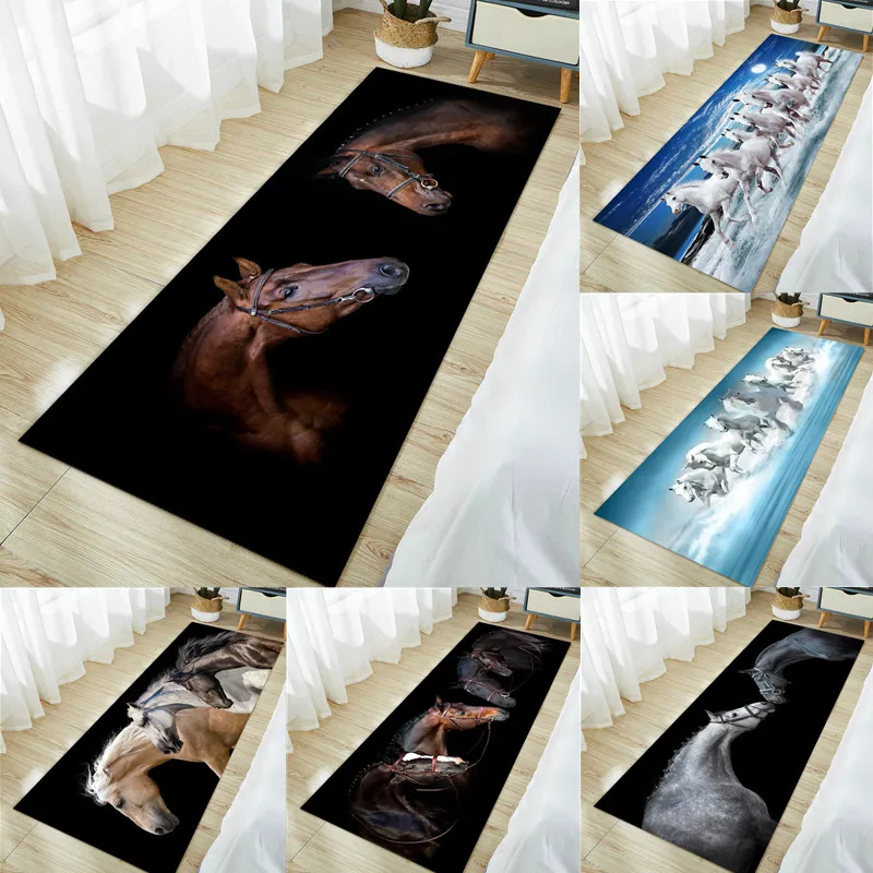 

3D Horse Pattern Carpets for Living Room Luxury Animal Rugs Bedroom Soft Sponge Bathroom Kitchen Floor Mat Doormat Fluffy Rug