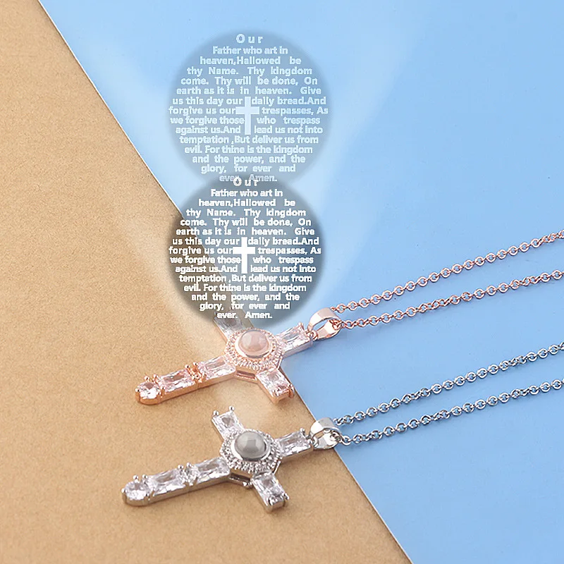 Пользовательское имя фото крест кулон ожерелья подвески проекция изображение