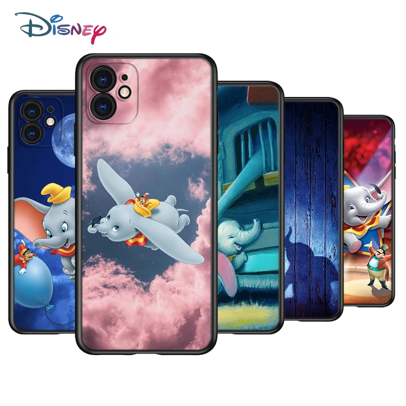 

Cute Baby Dumbo Silicone Black Cover For Apple IPhone 12 Mini 11 Pro XS MAX XR X 8 7 6S 6 Plus 5S SE Phone Case