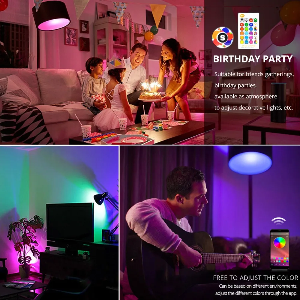 E27 смарт-лампа RGB/RGBW/RGBWW светодиодный лампы LED светильник Magic Home ing AC85-265V потолочный