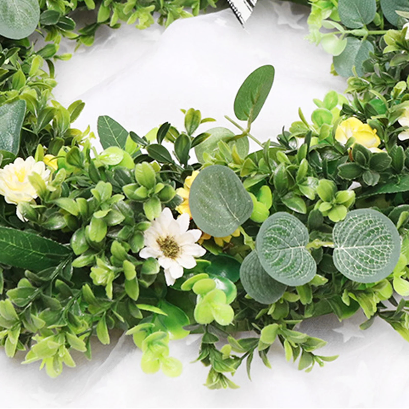 

48cm Plant Simulation Garland Pastoral Style Leaf Wreath Hanging Decoration for Wall Door Wedding Window WWO66