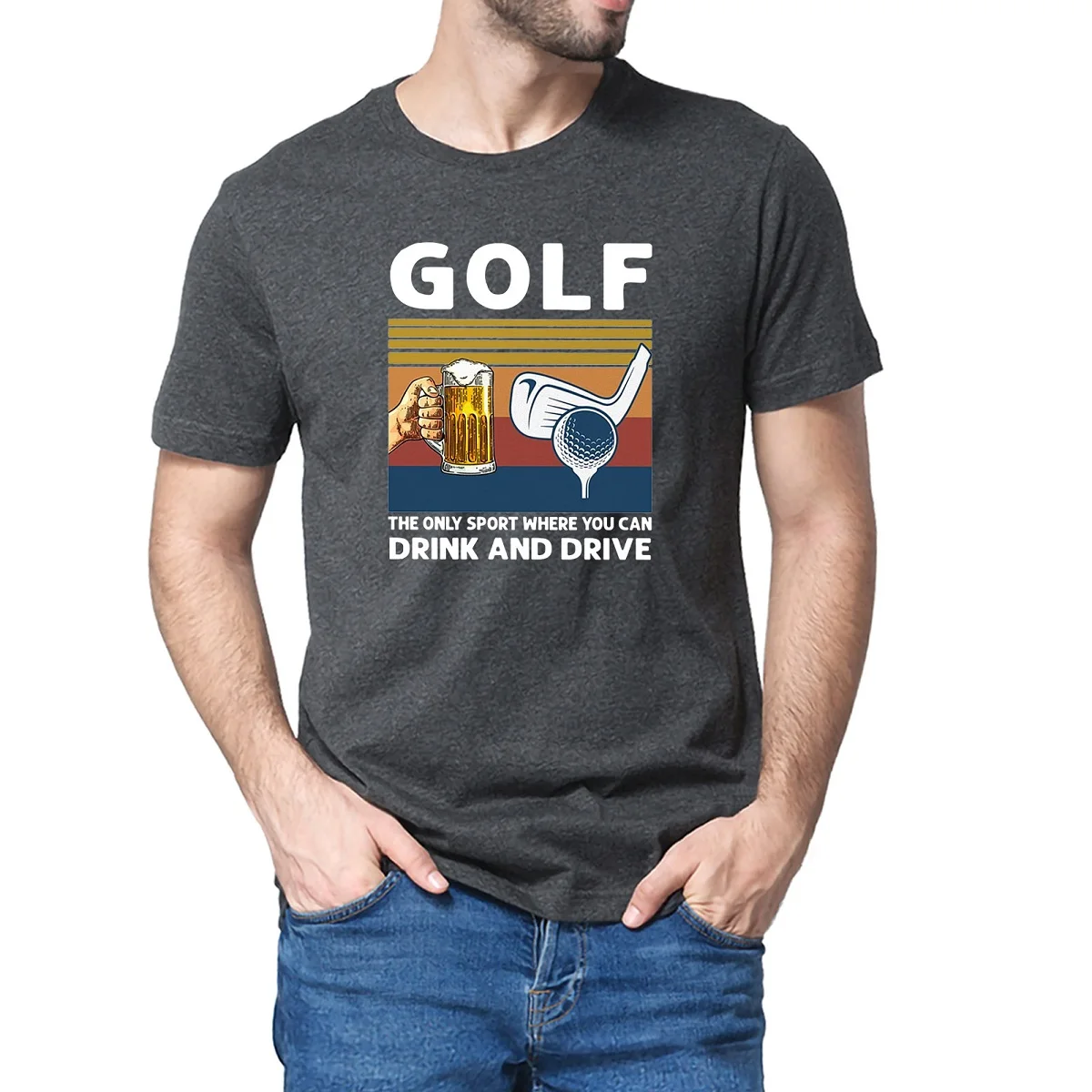 

Golf The Only Sport Where You Can Drink And Drive Golf Lover Funny Summer Men's 100% Cotton Novelty T-Shirt Unisex Humor Women