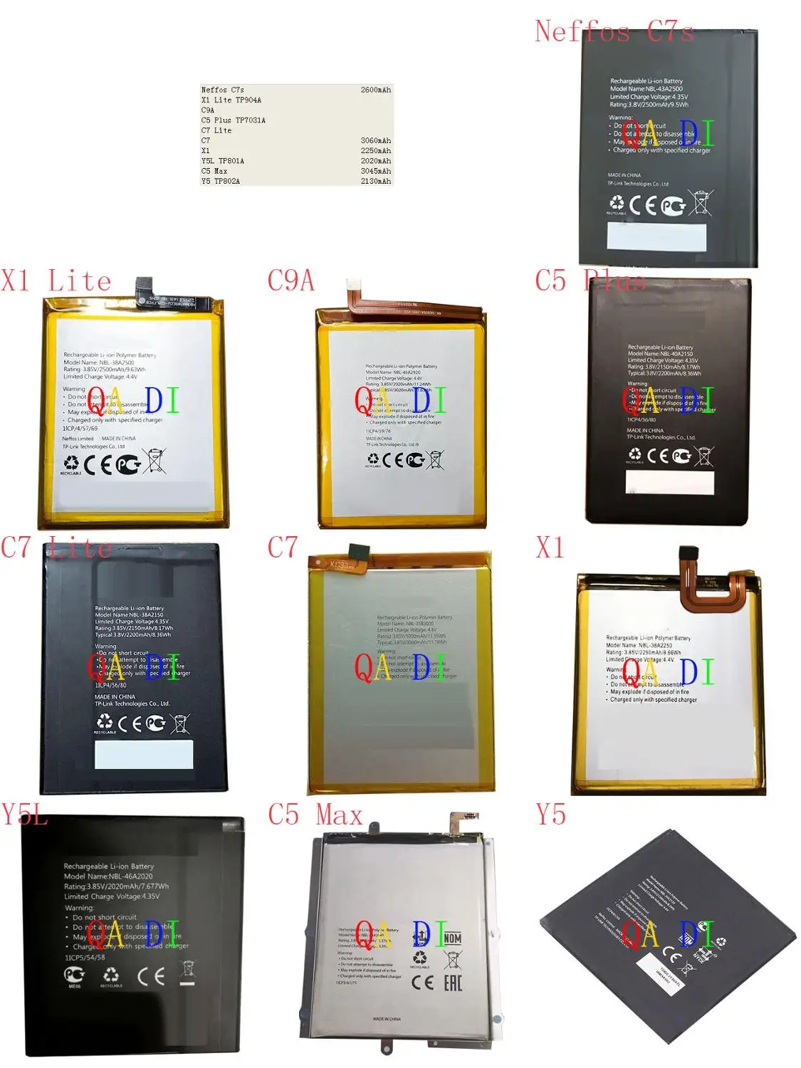 Аккумулятор для Neffos C7s X1 Lite C9A C5 Plus Y5L Max TP904A TP7031A TP801A TP802A|Аккумуляторы мобильных