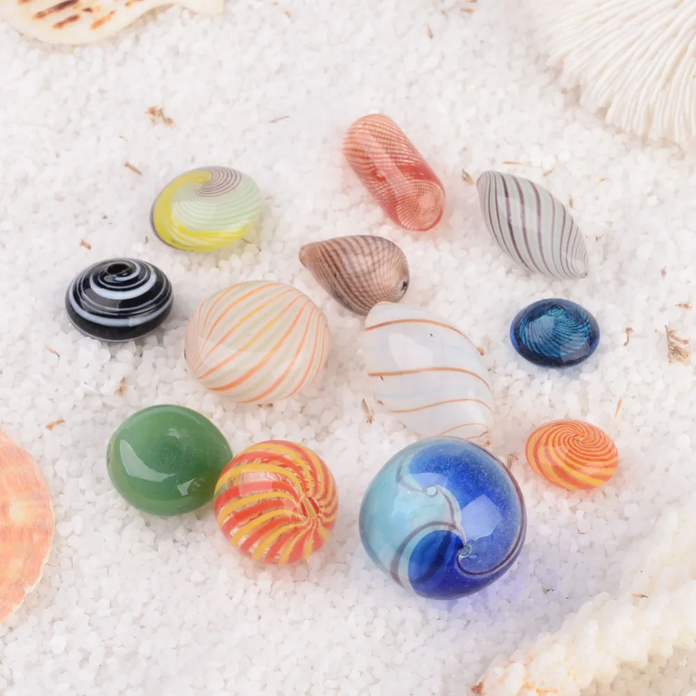 

150pcs Mixed Shape Handmade Blown Glass Beads Mix Color for jewelry making DIY Bracelet Necklace Crafts Decor,Hole: 2mm