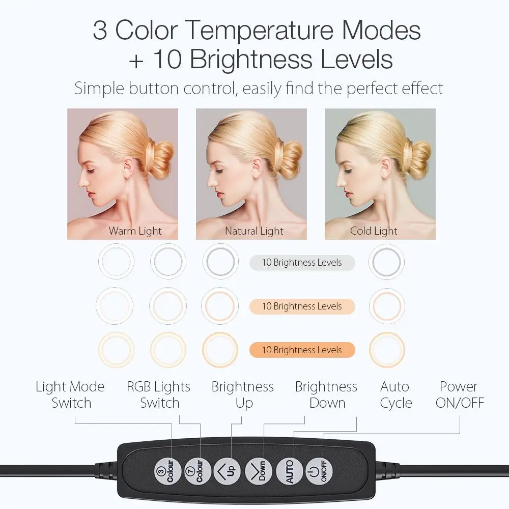 BlitzWolf 26cm LED Ring of Right Light with Tripod Selfie Lamp Ringlight Ringlamp for Youtube Makeup Clothes Photographic | Электроника