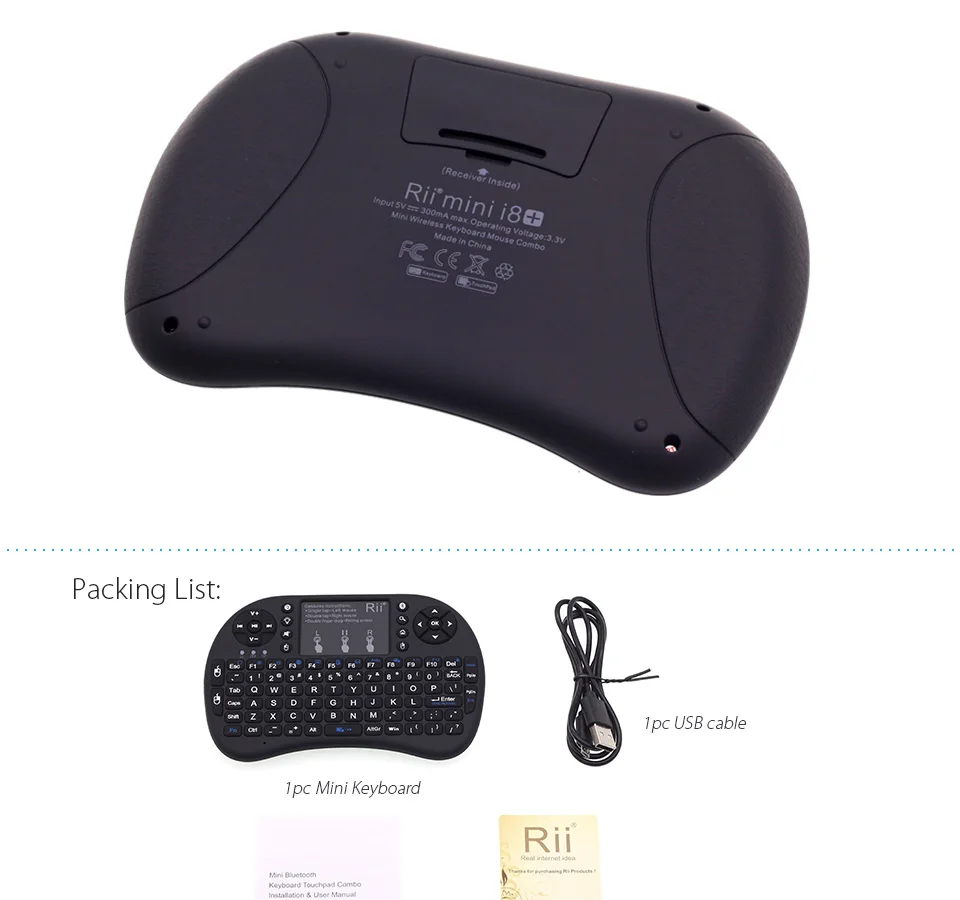 Rii i8+ мини-клавиатура с подсветкой Bluetooth Air mouse с сенсорной панелью для мини-ПК Android TV Box Ноутбук проекторы беспроводная мышь