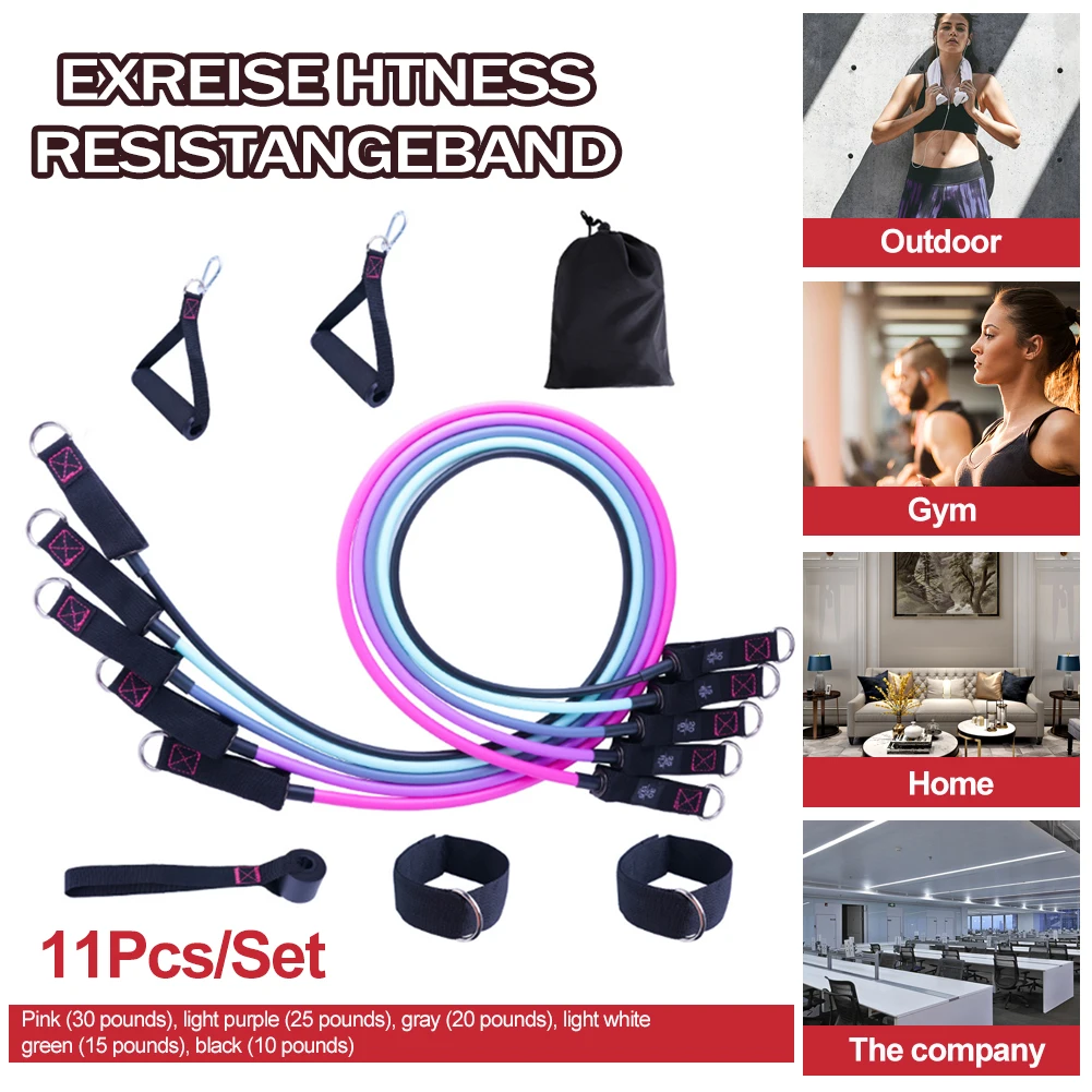 

Resistance Bands Set for Physical Therapy Resistance Training Home Workouts Yoga-Best Gift with Door Anchor, Handles Ankle 11pcs