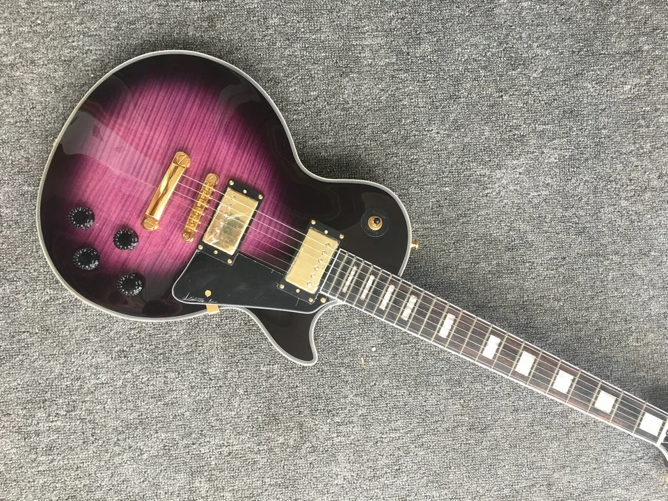 Электрогитара фиолетовая под заказ гриф из черного дерева purpleburst корпус и шея