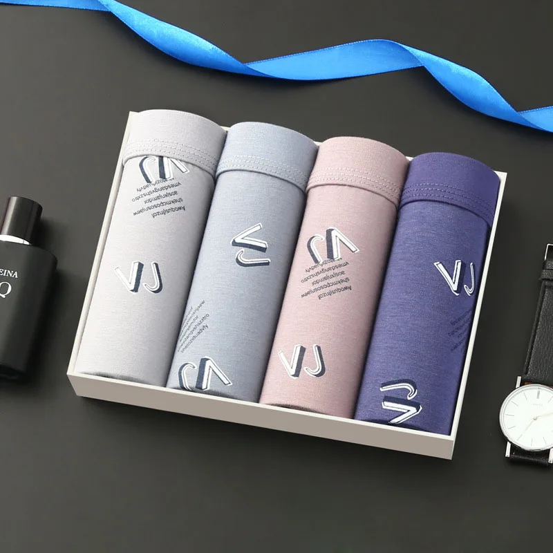 4pcs Boxer Shorts Underpants man Men's Panties Men Boxer Underwear Cotton for Mae Coupe Sexy Set Caecon arge Size ot Soft