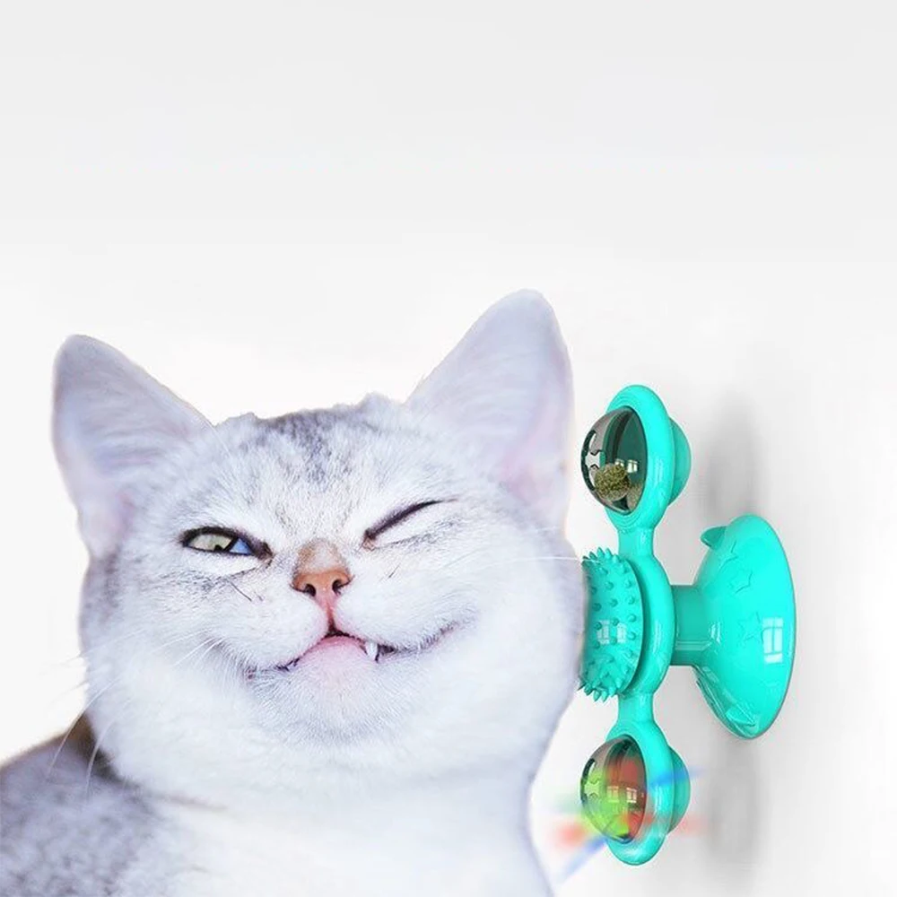 

Cat Catnip Windmill Toy Funny Massage Rotatable Kitten Toy With Led Ball Interactive Teeth Cleaning Resistance Bite Cat Products