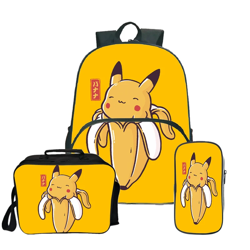 10 Pokemon Pikachu Kawaii рюкзак Пенал Школьный рюкзак для подростков девочек мальчиков рюкзак для ланча 3 шт./компл. детский дорожный рюкзак - Цвет: 10