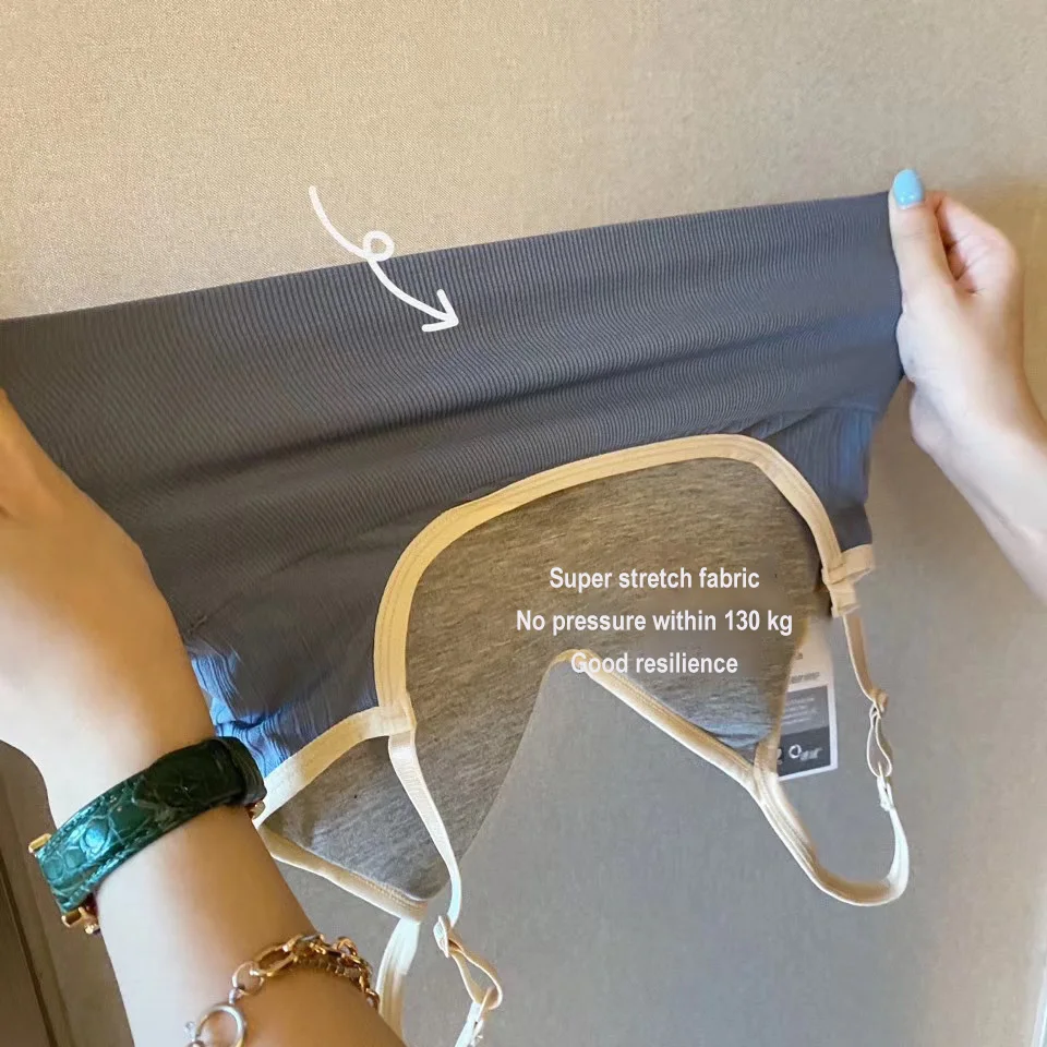 

ECTIC 2021 Colorblock Big U Beauty Back Camisole Breathable Base Coat With Chest Pad Breast Wrap Gather Base Underwear For Women