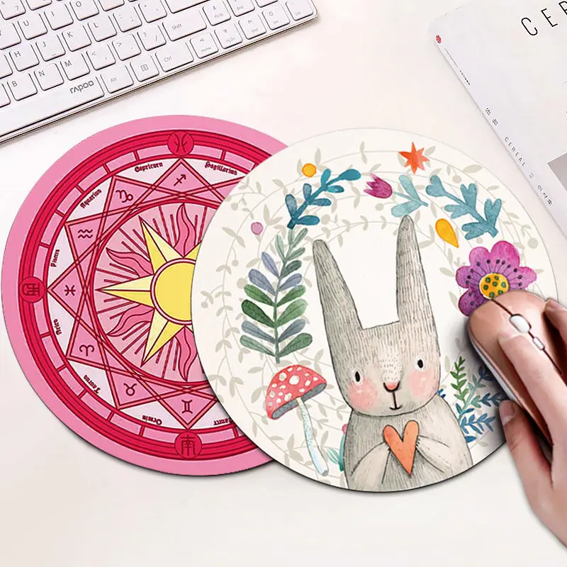 

Kawaii Round Celestial Mouse Pad Soft Mat For Game Computer Cap Desk Mat Pads Non-Slip Rubbe PC Waterproof Office MousePad