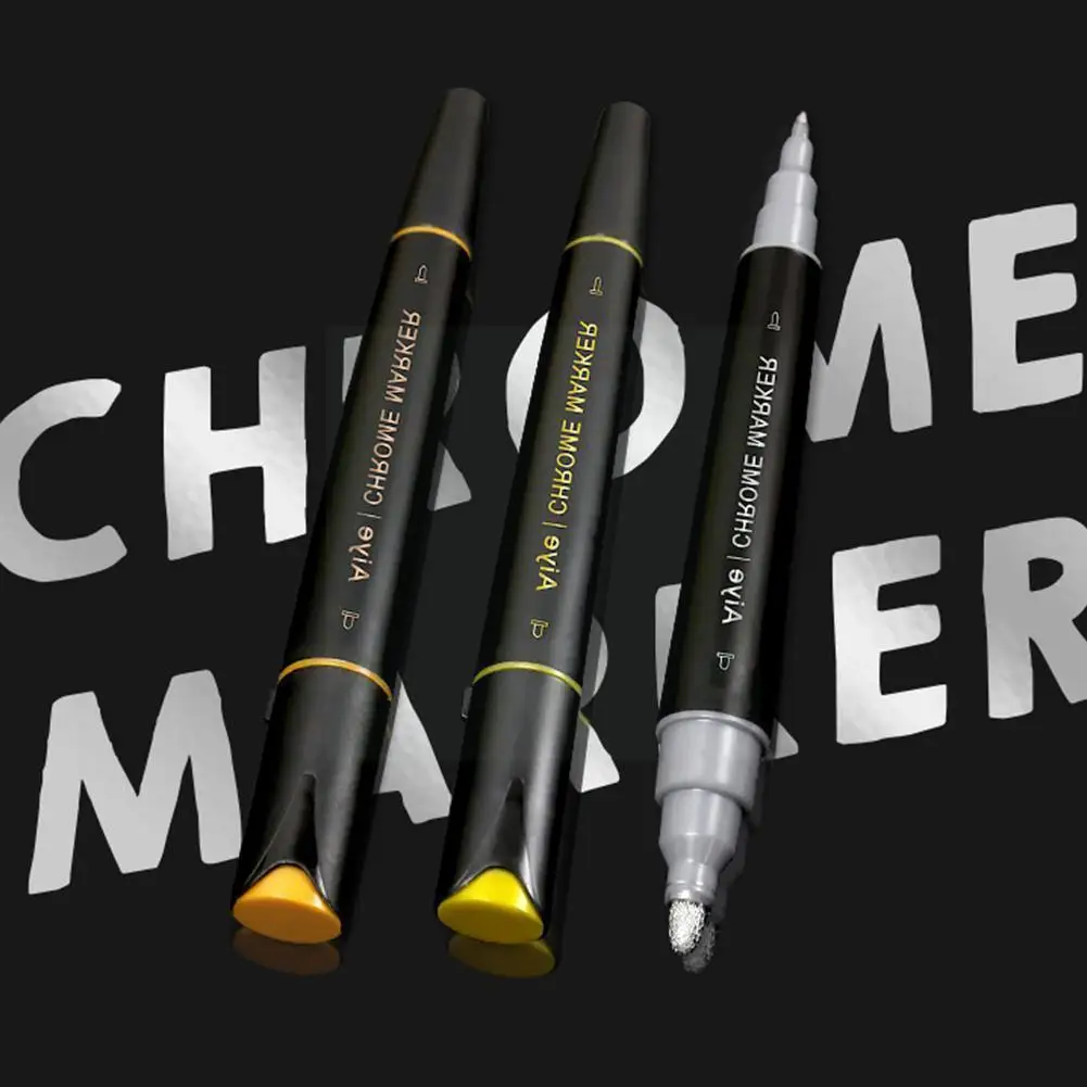 

Double Tip Marker Pen Acrylic Paint Marker Pens Metallic Waterproof Permanent Highlighter For Ceramic Rock Glass Album Graf E1v0