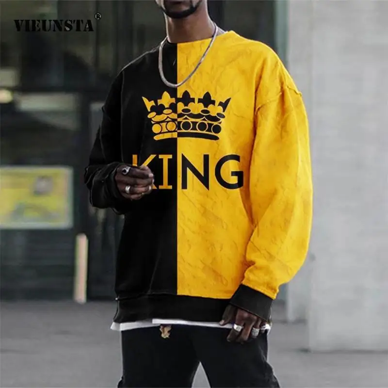 

2021 Autumn Casual O-Neck Fashion Sweatshirts Men Long Sleeve Fashion Cross Printed Pullover Tops Mens Loose T Shirts Streetwear