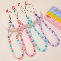 ins creative phone lanyards acrylic phantom five star beaded mobile phone chain straps hot fashion accessories anti lost jewelry