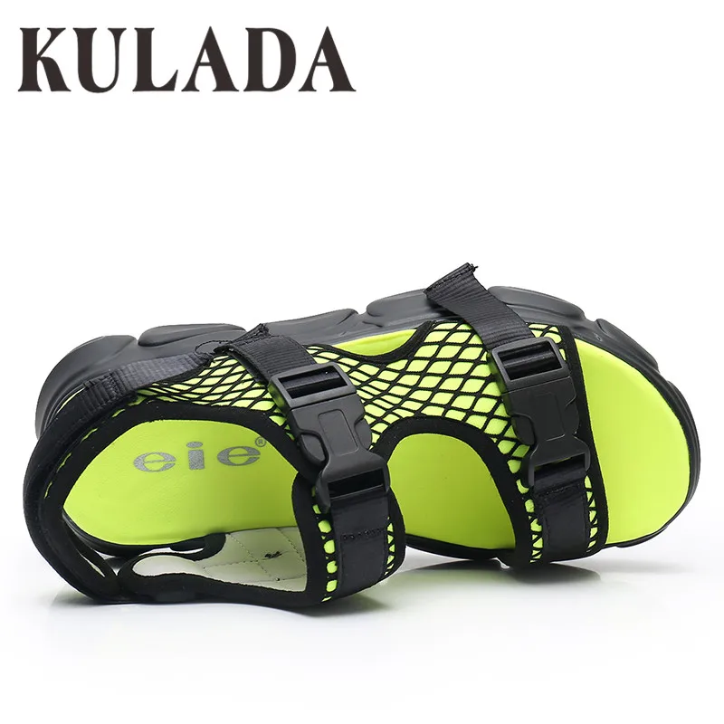 KULADA/Новинка Модные женские сандалии Пляжная обувь с открытым носком Обувь на