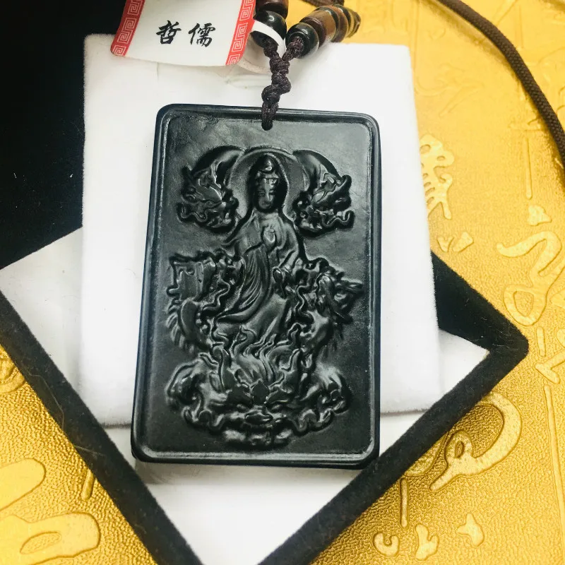 Отправьте Сертификат А-уровня подвеска из натурального черного нефрита с резным