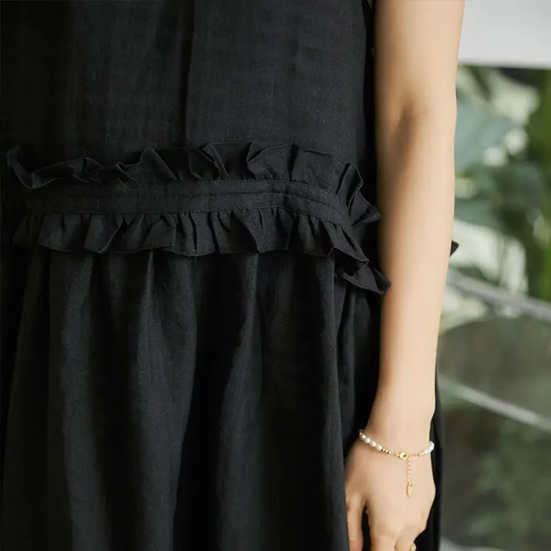 

XITAO The Sling Design Is Niche Dress Striped Ruffle Patchwork Goddess Fan Casual Style 2021 Summer Minority Dress LDD1538