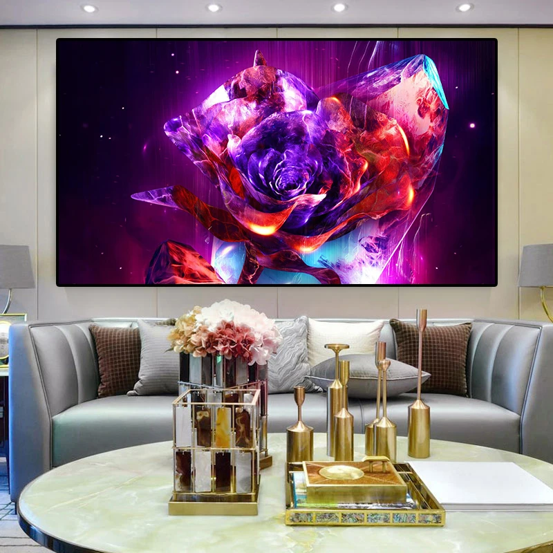 

Abstract Colourful Red Blue Rose Pictures Canvas Painting Oil Painting Poster Modern Wall Art Picture For Livingroom Decor Home