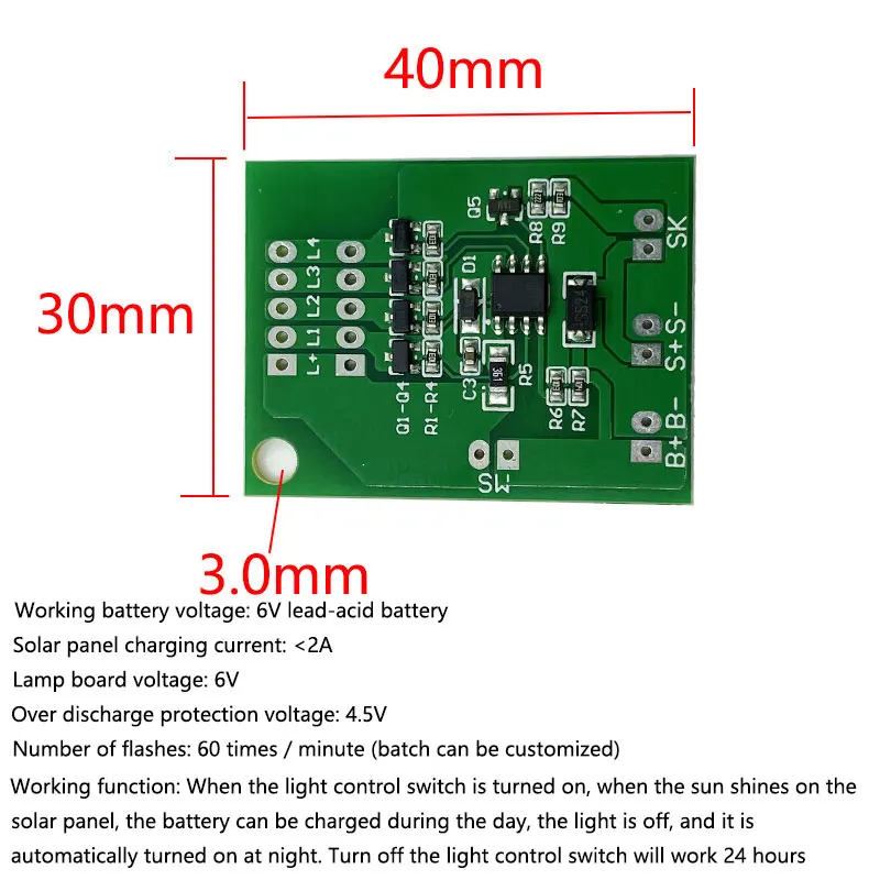 Контроллер солнечной лампы 6V2 выход желтой вспышки контрольная плата