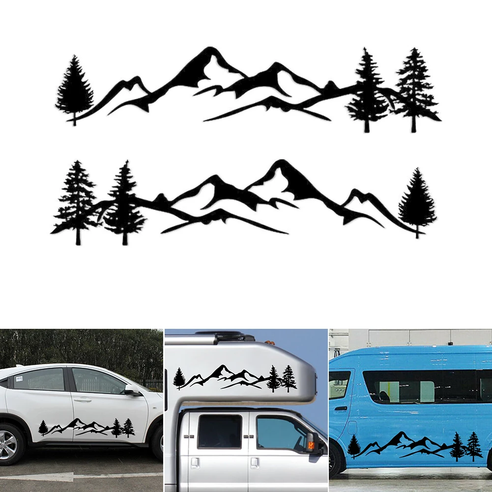 

198x40cm Beatuiful Car Sticker Decoration Vinyl Decal Forest Custom Graphic Sticker Mountains For Camper RV Trailer