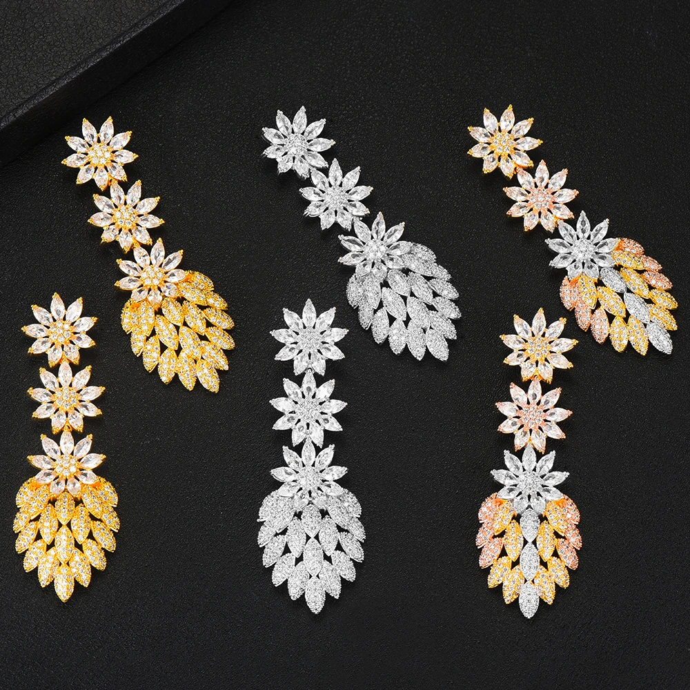 GODKI известный бренд в нигерийском стиле цветок лист трендовые длинные серьги