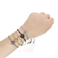 1pclot 316l stainless steel colorful bracelet 12mm diffuser locket with adjustable chain bracelet fashion jewelrys free 10pads