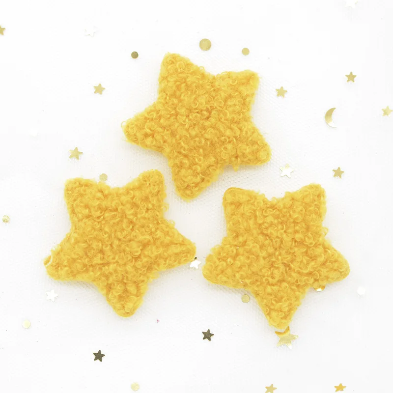 Yellow 10 шт. Пышное мягкий, плюшевый плюшевые мягкие нашивки с аппликацией в виде звезды; набор «сделай сам» для одежды, товаров народного промысла, шапка, упаковочный пакет, шерстяные перчатки, носки орнамент G44 - Цвет: Yellow