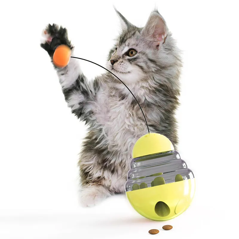 Tumbler cat toy leaky food ball tease cat stick Pet Dog Cat  Automatically Change Direction Teasing Wand Ball Rotating Wheels