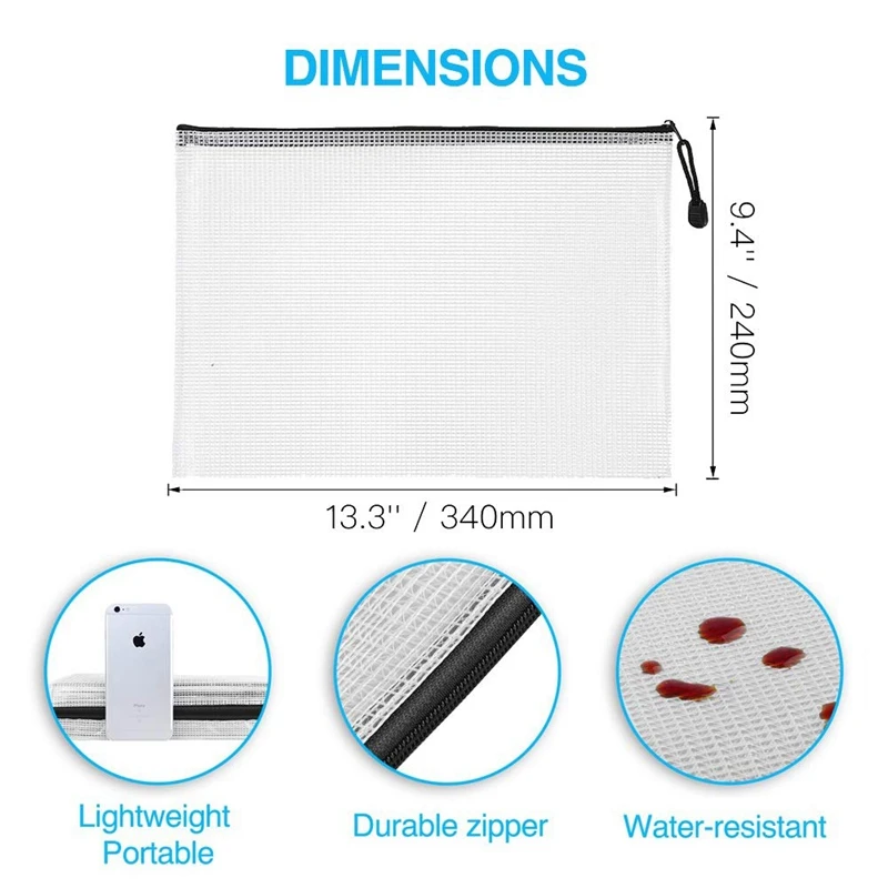 18 упаковок сумка на молнии Сумка для документов 4A водонепроницаемая школьные