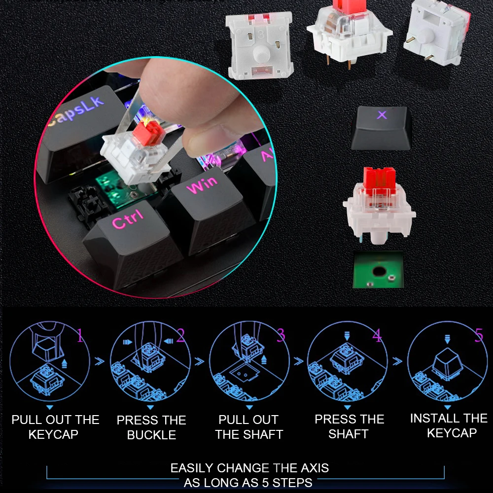 Механическая мини-клавиатура REDRAGON Fizz K617 игровая Проводная Съемная клавиатура с