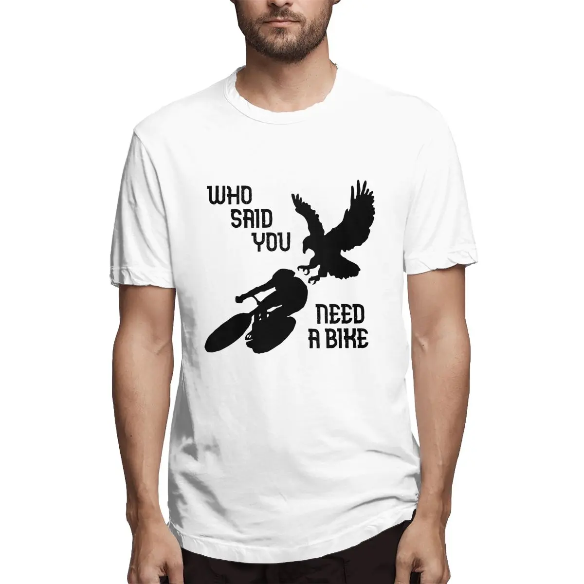 

Who Said You Need A Bike, Green Butterfly, Flying Bicycle Men's Fun Short Sleeve Round Collar T-Shirt Pure Cotton Gift Clothes