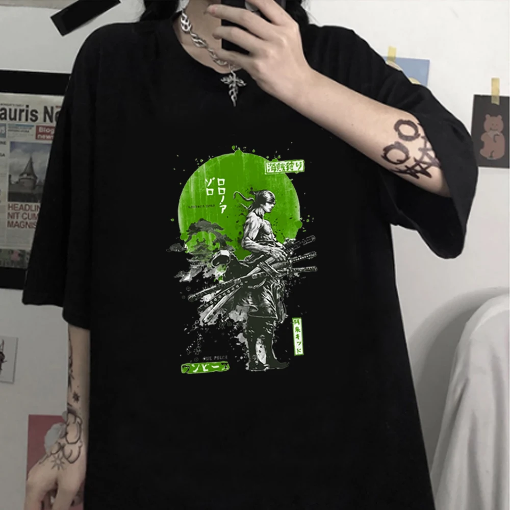 

Hot Anime Roronoa Zoro T-Shirt Men Women Cotton T-Shirt Harajuku One Piece Print T-shirt Anime Short Sleeve Hip Hop Tops Tees