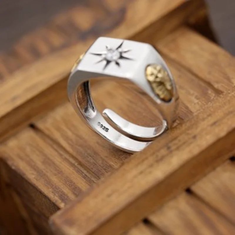 Мужское регулируемое кольцо из тайского серебра 925 пробы с крестом